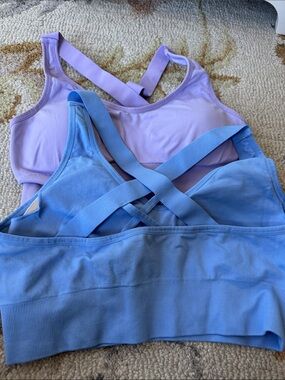 2 pack Seamless Crisscross Sports Bra - Lavender and Periwinkle size L